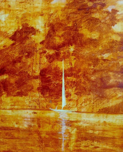 Additional view 1: Impressionism Marine Art Painting Symbol of Autumn: Ancient Textures of Nature by painter Serhiy Roy oil scratchboard 