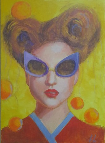 Painting "Orange Lights: Energy and Style" by painter Lyudmila Lelechenko oil canvas at Jose Art Gallery