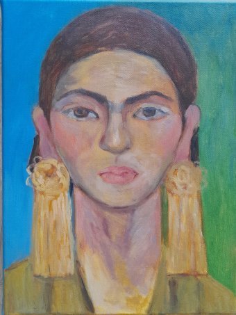 Painting "Frida. According to Diego Rivera: Echoes of Love" by painter Lyudmila Lelechenko oil canvas at Jose Art Gallery
