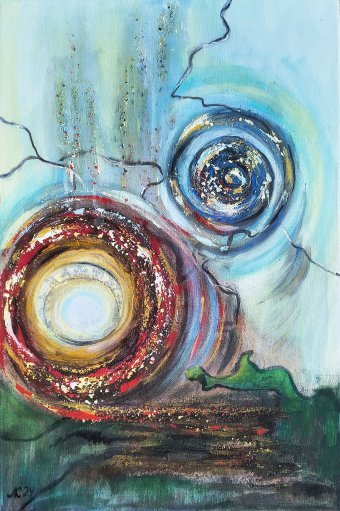 Painting "Change of Year Renewal Journey" by painter Lena Kolambet acrylic canvas at Jose Art Gallery
