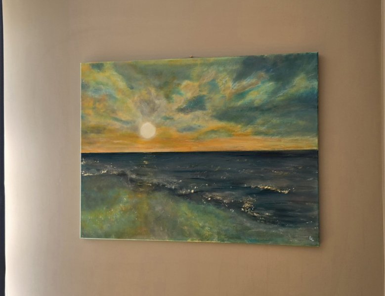 Additional view 1: Art Deco Marine Art Painting Shtil I Zakat by painter Orhidea acrylic canvas 