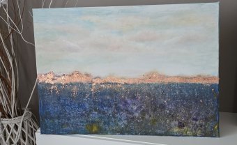 Painting "Winter Shine of the Horizon over the Water" by painter Orhidea acrylic canvas at Jose Art Gallery