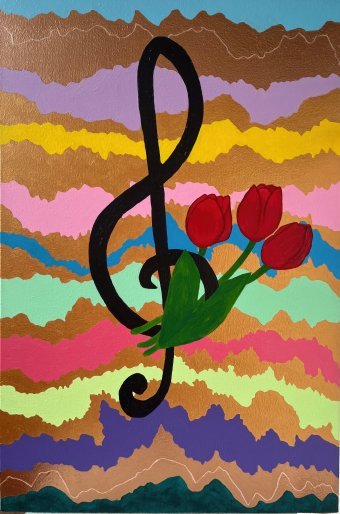 Painting "The key to happiness" by painter Olha Plita acrylic canvas at Jose Art Gallery