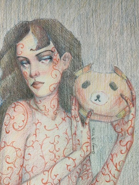 Zusätzliches Bild 2: Schöne Kunst Porträt Graphik "Mein bester Freund im Jahr 2022", illustrator Q May Gravüre Papier 