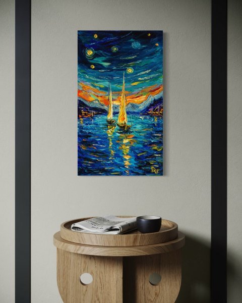 Additional view 3: Impressionism Marine Art Painting Sailing Dreams by painter Vladyslav Durniev oil canvas 