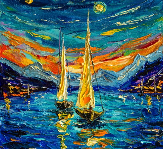 Additional view 5: Impressionism Marine Art Painting Sailing Dreams by painter Vladyslav Durniev oil canvas 