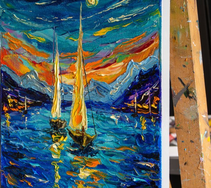 Additional view 7: Impressionism Marine Art Painting Sailing Dreams by painter Vladyslav Durniev oil canvas 