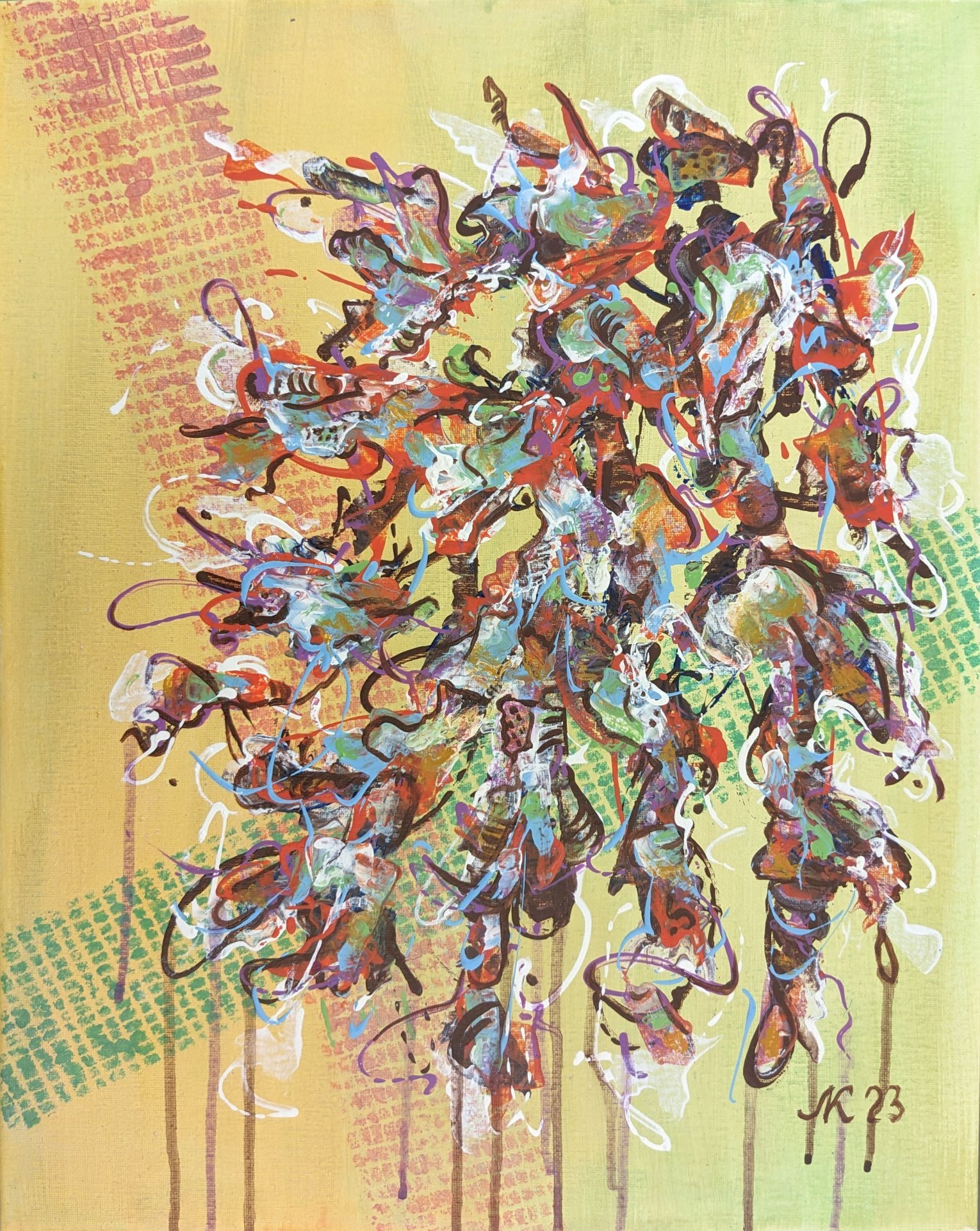 Rondo: Abstract Floral Energy Unleashed Drawing - Lena Kolambet