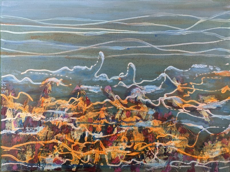 Abstract Marine Art Painting Simphony 3. Abstract Waves of Emotion by painter Lena Kolambet acrylic canvas 