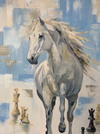 Peinture "Mouvement du cavalier", peintre Olga Tkachova huile toile à la Jose Art Gallery