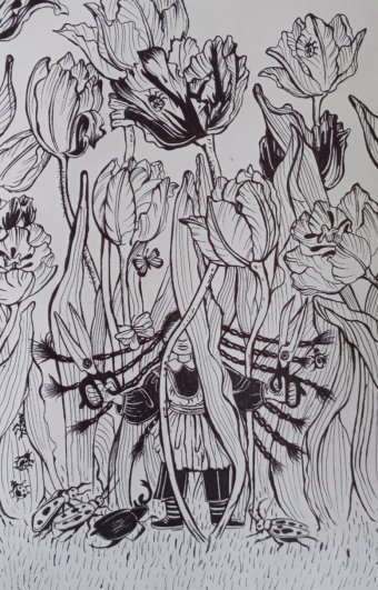 Gráfico "Tulipanes", ilustrador Katerina Romanyuk bolígrafo papel en Jose Art Gallery