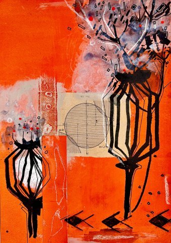 Pittura "Sogni di Papavero. Vivace Espressione Floreale", pittore Noumenona acrilico gesso alla Jose Art Gallery