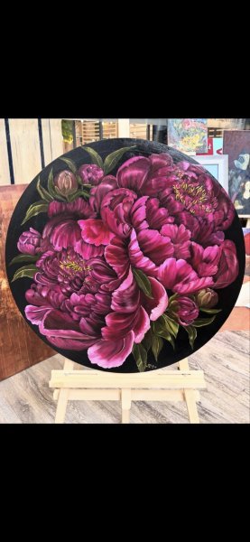 Immagine aggiuntiva 3: Realismo Floreale Pittura "Peonie Borgogna", pittore Vera Kozlovskih olio tela 