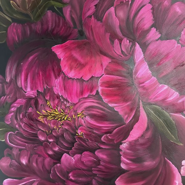 Immagine aggiuntiva 4: Realismo Floreale Pittura "Peonie Borgogna", pittore Vera Kozlovskih olio tela 