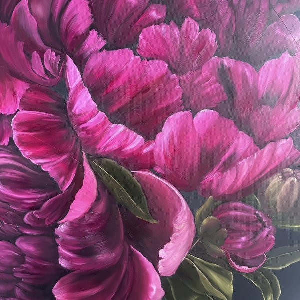 Immagine aggiuntiva 5: Realismo Floreale Pittura "Peonie Borgogna", pittore Vera Kozlovskih olio tela 