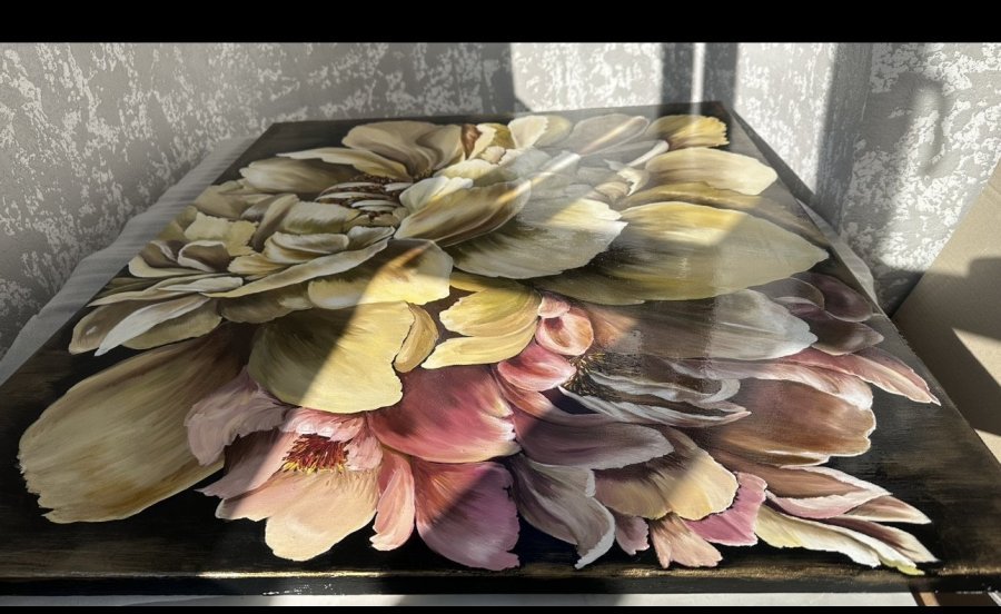 Immagine aggiuntiva 1: Realismo Floreale Pittura "Peonie alla luce del sole", pittore Vera Kozlovskih olio tela 