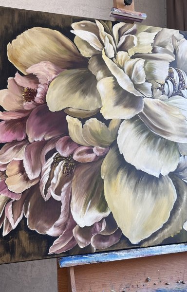 Immagine aggiuntiva 2: Realismo Floreale Pittura "Peonie alla luce del sole", pittore Vera Kozlovskih olio tela 