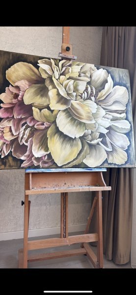 Immagine aggiuntiva 3: Realismo Floreale Pittura "Peonie alla luce del sole", pittore Vera Kozlovskih olio tela 