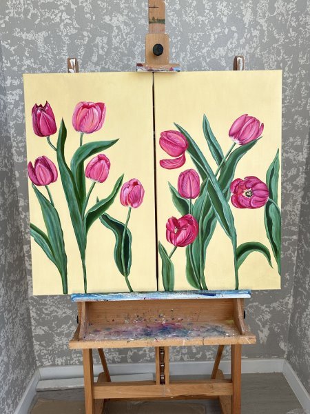 Immagine aggiuntiva 2: Realismo Floreale Pittura "Tulipani", pittore Vera Kozlovskih olio tela 