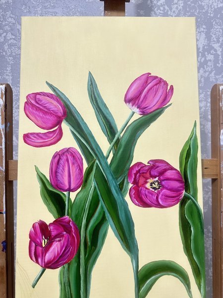 Immagine aggiuntiva 3: Realismo Floreale Pittura "Tulipani", pittore Vera Kozlovskih olio tela 
