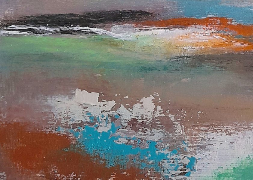 Additional view 3: Abstract Landscape Painting Little Summer Wishes III by painter Roser JB mixed method wood 