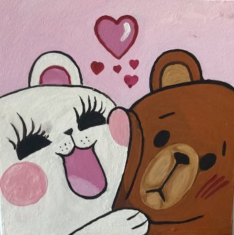 Живопись "Два медведя в стиле арт деко.", живописец Анна Мацюк масло картон в Jose Art Gallery