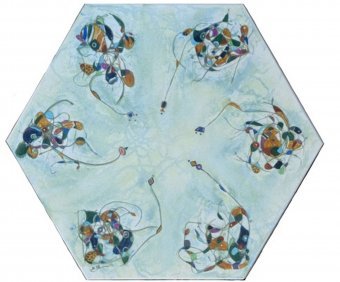 Painting "Kaleidoscope 2: Childhood Reflections" by painter Lena Kolambet acrylic canvas at Jose Art Gallery