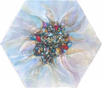 Painting "Kaleidoscope 3: Vibrant Floral Harmony" by painter Lena Kolambet acrylic canvas at Jose Art Gallery