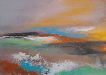 Peinture "Petits vœux d'été III", peintre Roser JB technique mixte bois à la Jose Art Gallery