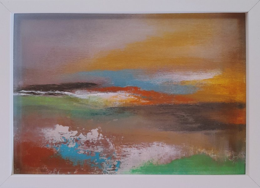 Additional view 6: Abstract Landscape Painting Little Summer Wishes III by painter Roser JB mixed method wood 