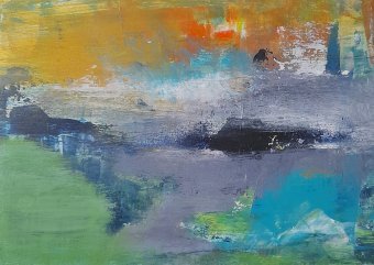 Painting "Little Summer Wishes II" by painter Roser JB mixed method wood at Jose Art Gallery