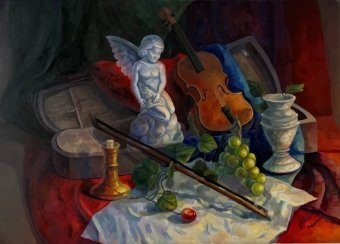 Painting "Angelic Serenade" by painter Adri oil canvas at Jose Art Gallery