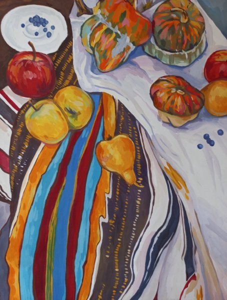 Additional view 4: Impressionism Still-Life Painting Autumn still life by painter Katerina Romanyuk gouache paper 