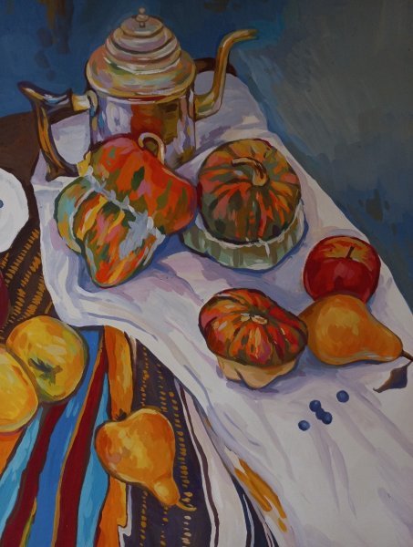 Additional view 5: Impressionism Still-Life Painting Autumn still life by painter Katerina Romanyuk gouache paper 