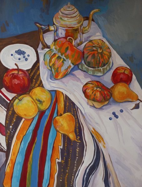 Additional view 6: Impressionism Still-Life Painting Autumn still life by painter Katerina Romanyuk gouache paper 