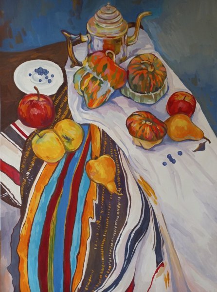 Additional view 7: Impressionism Still-Life Painting Autumn still life by painter Katerina Romanyuk gouache paper 