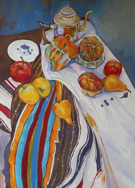 Additional view 8: Impressionism Still-Life Painting Autumn still life by painter Katerina Romanyuk gouache paper 