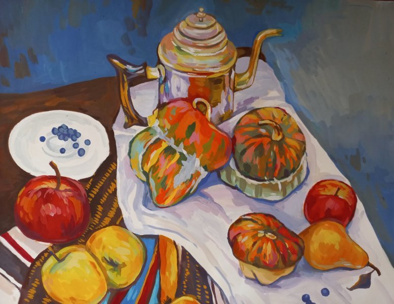 Additional view 9: Impressionism Still-Life Painting Autumn still life by painter Katerina Romanyuk gouache paper 