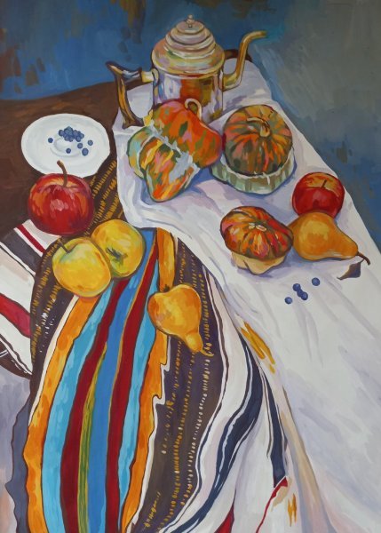 Additional view 10: Impressionism Still-Life Painting Autumn still life by painter Katerina Romanyuk gouache paper 
