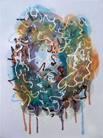 Painting "Nocturne: Vibrant Dance of Color" by painter Lena Kolambet acrylic canvas at Jose Art Gallery