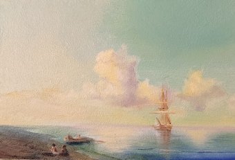 Painting "On the shore of peace" by painter Arsen Davtyan oil wood at Jose Art Gallery