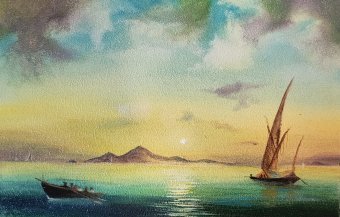 Painting "Evening Ararat" by painter Arsen Davtyan oil wood at Jose Art Gallery