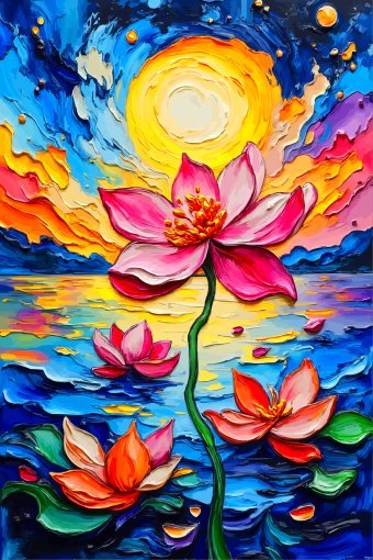 Digital Art "Tranquil Lotus Evening" by digital artist Viktor Levchenko at Jose Art Gallery