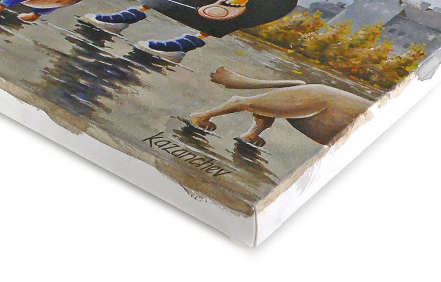 Imagem adicional 2: Primitivismo/Arte naïf Paisagem urbana Desenho "Anúncios", ilustrador Kostyantyn Kazanchev guache papel 