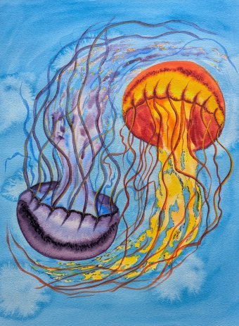 Painting "Playful couple" by painter Natalya Buhaienko watercolor paper at Jose Art Gallery