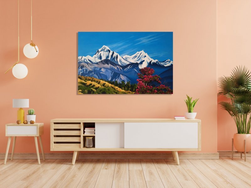 Additional view 1: Realism Landscape Painting The magic of Nepalese peaks and silence by painter Pavel Bulavintsev oil canvas 