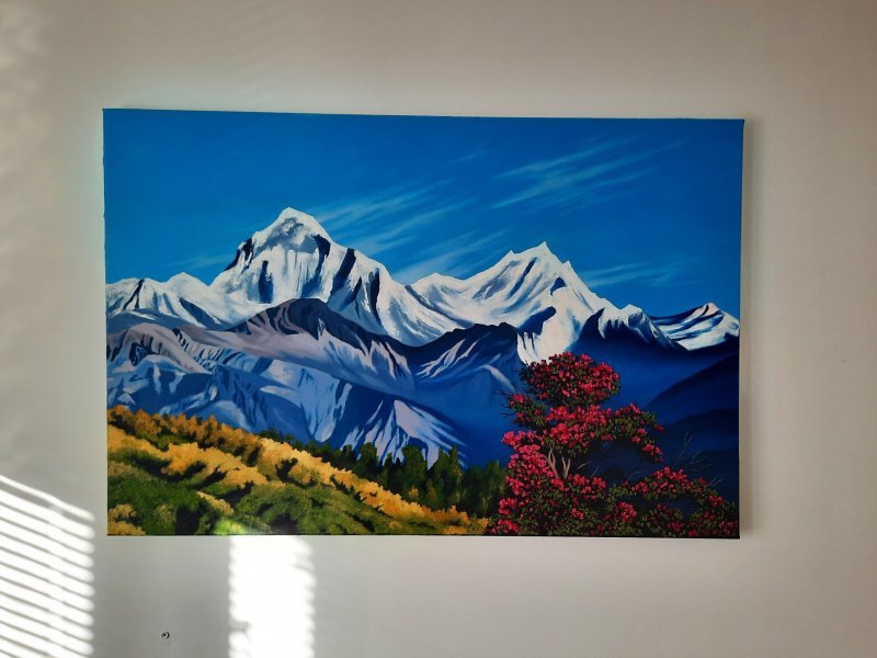 Additional view 2: Realism Landscape Painting The magic of Nepalese peaks and silence by painter Pavel Bulavintsev oil canvas 