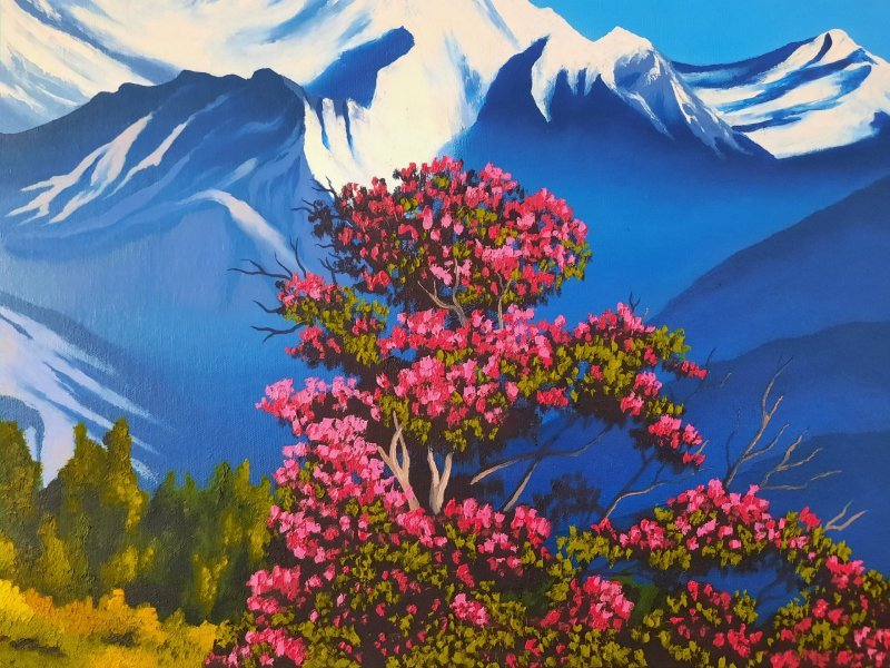 Additional view 3: Realism Landscape Painting The magic of Nepalese peaks and silence by painter Pavel Bulavintsev oil canvas 