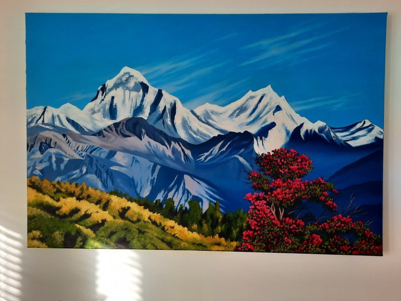 Additional view 6: Realism Landscape Painting The magic of Nepalese peaks and silence by painter Pavel Bulavintsev oil canvas 
