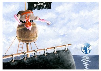 Drawing "Pirate. Unpleasant situation" by illustrator Kostyantyn Kazanchev gouache paper at Jose Art Gallery